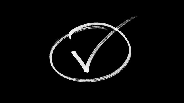 Hand Drawn green and white marker checkmark animation, Animation of check mark icon with alpha channel
