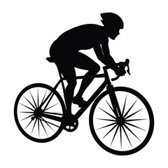 Silhouette of a Road Cyclist Pedaling in an Aerodynamic Position