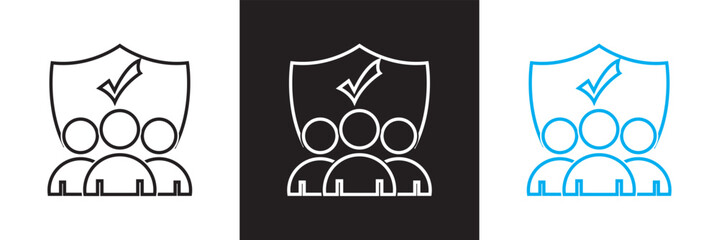 Insurance icon. Isolated on white, and black background. Vector illustration. EPS 10