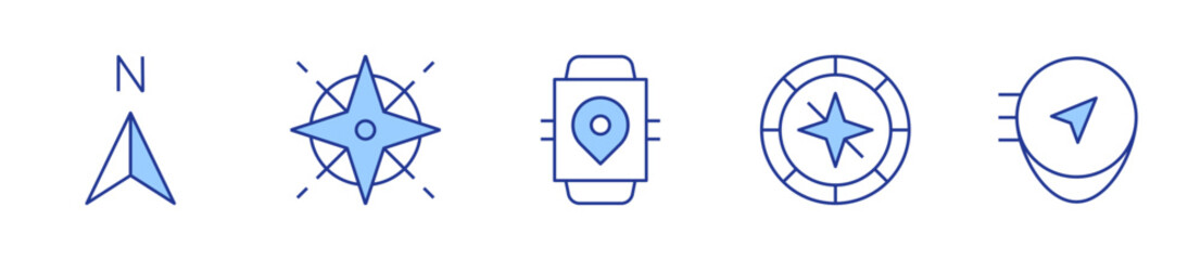 compass, smartwatch, north, gps. GPS Icon vector illustration. Line Duotone style. Editable stroke