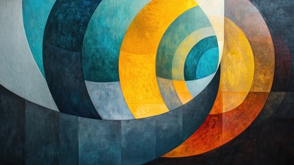Fototapeta premium Abstract artwork featuring circular patterns in vibrant colors and gradients.