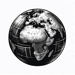 Etched Globe Africa Europe  the Middle East View