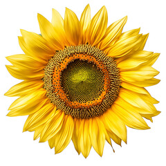 Fototapeta premium Isolated Sunflower Blossom on White or Transparent Background with Vibrant Yellow Petals