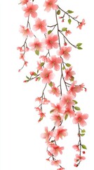 Fototapeta premium Long, pink flower branch with pink blossoms