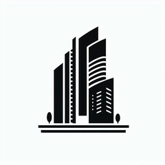 Fototapeta premium Modern City Skyline Icon Black and White