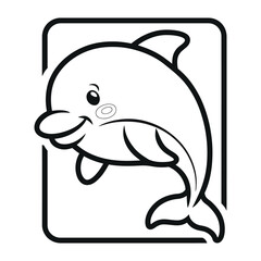  Adorable Cartoon Dolphin Outline - Black and White Vector Drawing