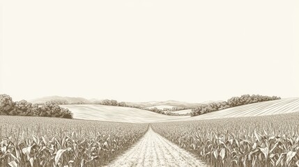 Fototapeta premium Cornfield Path to Hills
