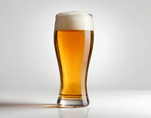 Glass of Light Beer with Foam