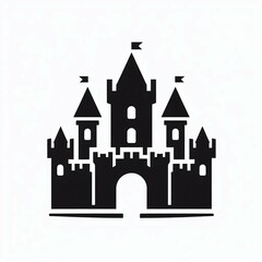 Obraz premium Black Silhouette of a Medieval Castle