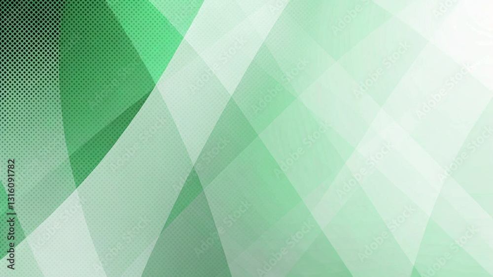 Sticker 3d green white geometric abstract background overlap layer on bright space with halftone decoration.