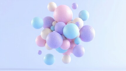 Pastel Spheres Floating  3D Render  Abstract Background  Design Element  Soft Colors   Bok