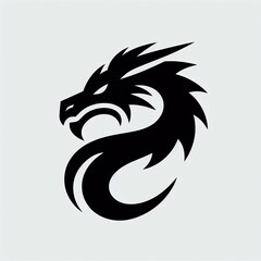 Fototapeta premium Black Dragon Silhouette on White Background