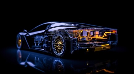 Electric Car X Ray  Eco Friendly Vehicle Technology  Futuristic Design  Internal Component