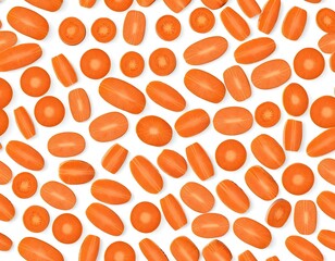 Sliced Carrots Pattern, White Background