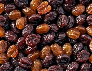 Close-up of Golden and Dark Raisins