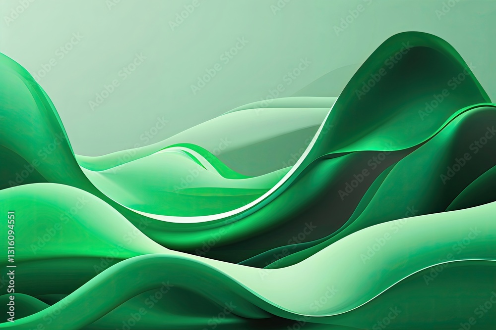 Canvas Prints vibrant green abstract minimalist background with fluid gradient shapes for modern futuristic design