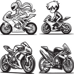 Obraz premium Vector Illustrations of Motorcycles ShadowRacer – High-Quality Black and White Artwork