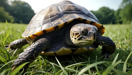 Fototapeta premium Close-up of a Turtle in Grass