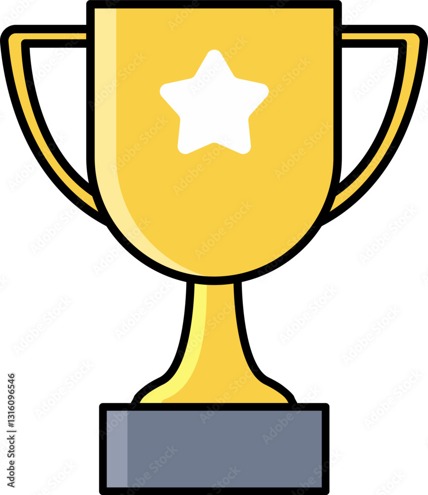 Wall mural trophy icon with outline and shadow reflection.