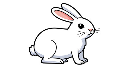 Obraz premium Cute White Cartoon Rabbit Illustration