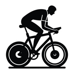 Naklejka premium Silhouette Vector of Cyclist Riding Stationary Bike in Gym