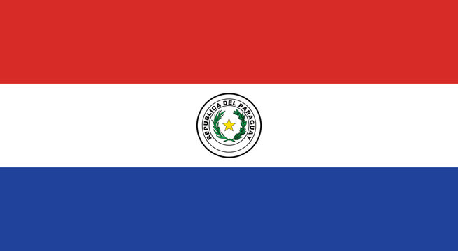 Flag of Paraguay. Paraguay flag official colors and proportion digital vector illustration.