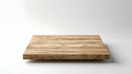 Light Brown Rustic Wooden Plank On A Clean White Background With Subtle Grain Details Ideal For Product Placement Or Display