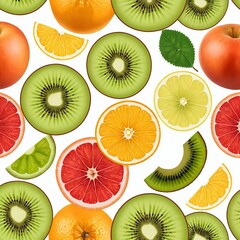 Vibrant Fruit Slices Seamless Pattern