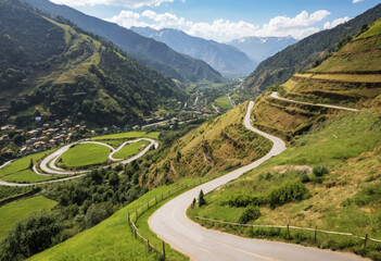Naklejka premium mountain road cutting through mountain