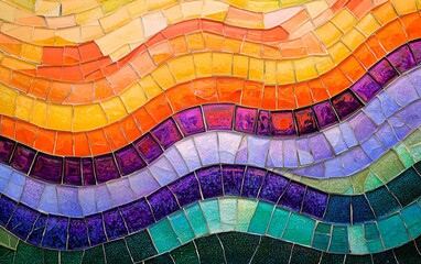 Obraz premium Vibrant mosaic artwork showcasing waves of color in a contemporary design