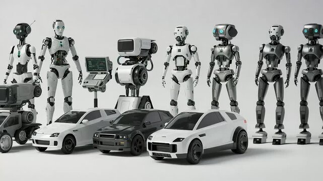 AIやIoT技術が採用された自動車とロボット