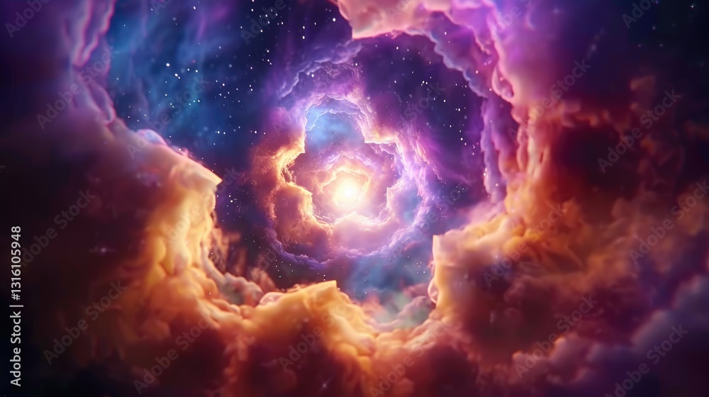 Poster cosmic swirl of colorful nebula outer space digital art celestial environment abstract viewpoint uni