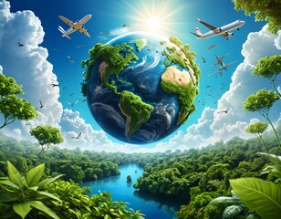 Naklejka premium Earth, Air, and Green Paradise