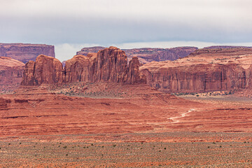 A zoom view of Monument Valley from The View Hotel.