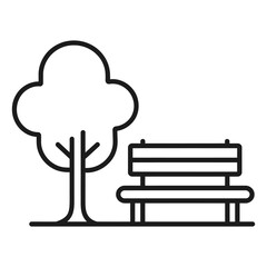 Minimalist Park Bench and Tree Icon - Simple Outdoor Line Art
