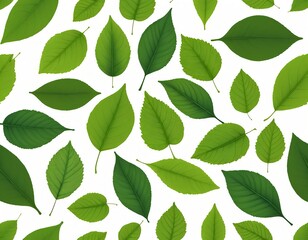 Obraz premium Green Leaves Pattern, White Background