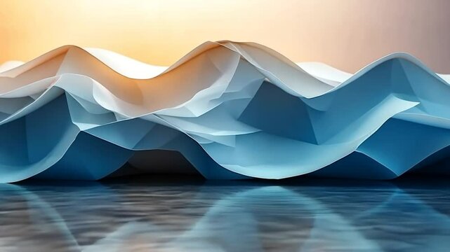 Abstract Blue and White Mountain Range Reflection