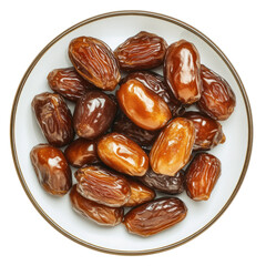 ramadan dates in a plate isolated on white or transparent background