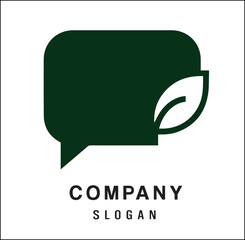 green chatting leaf icon vector logo illustration