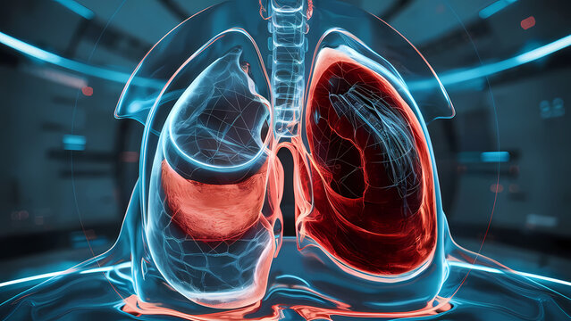 3D Render of a Futuristic Medical Scan Focusing On a Severe Hemothorax
