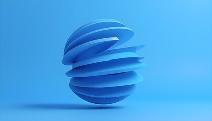 A 3D render of a sliced sphere in shades of blue, against a gradient blue background, the sphere is composed of multiple horizontal slices