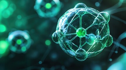 Abstract Representation of Molecular Structures in Green Color Palette