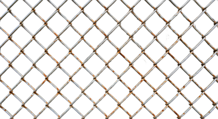 A rusted chain-link fence with a diamond-shaped pattern, showing signs of weathering and corrosion.