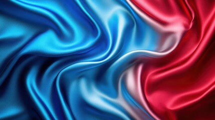 Obraz premium A vibrant, flowing fabric in blue and red hues, showcasing smooth textures and elegant draping.