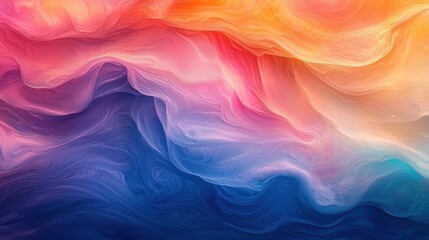 Obraz premium A vibrant abstract design featuring swirling colors of orange, pink, and blue, creating a fluid and dynamic visual effect.