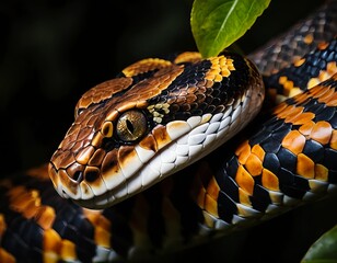 Obraz premium Close-up of a Colorful Snake's Head