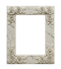 バラの花が彫刻された大理石の額縁