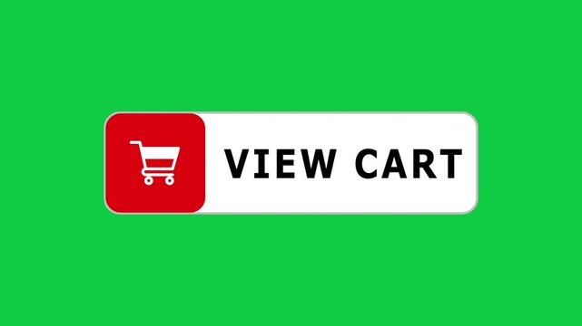 Green screen animation View cart button with pointer, simple animation of cursor icon clicking View cart, Animation of View cart button, View cart button animation