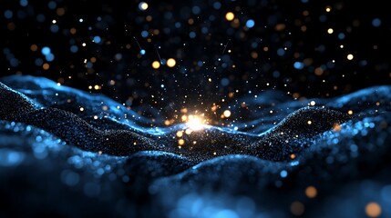 Glowing Particle Wave: A 3D Render of Cosmic Dust AI Generated
