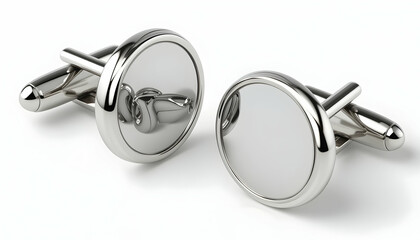 Stylish Silver Cufflinks Pair Close-up for Men's Fashion Accessory